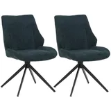 Mendler Esszimmerstuhl HWC-O48 Stoff petrol-grün 2er Set