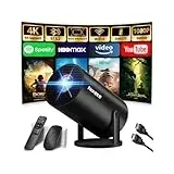 Mini Projector 4K Unterstützt 1080P Full HD Mini Beamer with WiFi 6 mit BT 5.2, Beamer Klein Eingebaute Apps mit Automatic Keystone & 270° Dreh Kompatibel mit HDMI/TV Stick/Laptop, Schwarz