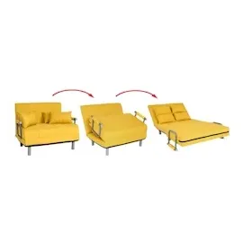 Mendler Schlafsessel HWC-K29, Klappsessel Schlafsofa Gästebett Relaxsessel, Liegefläche 186x97cm Stoff (270g/m2) gelb
