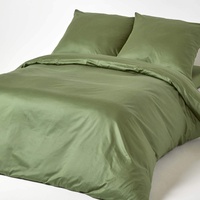 Homescapes 3-teiliges Bio-Bettwäsche-Set moosgrün aus 100% Bio-Baumwolle, 1 Bettbezug 240x220 cm & 2 Kissenbezüge 80x80 cm