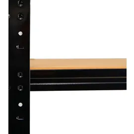 shelfplaza BLACK 200x75x40 cm Schwerlastregal in schwarz mit 6 Böden und 145 kg Traglast pro Boden