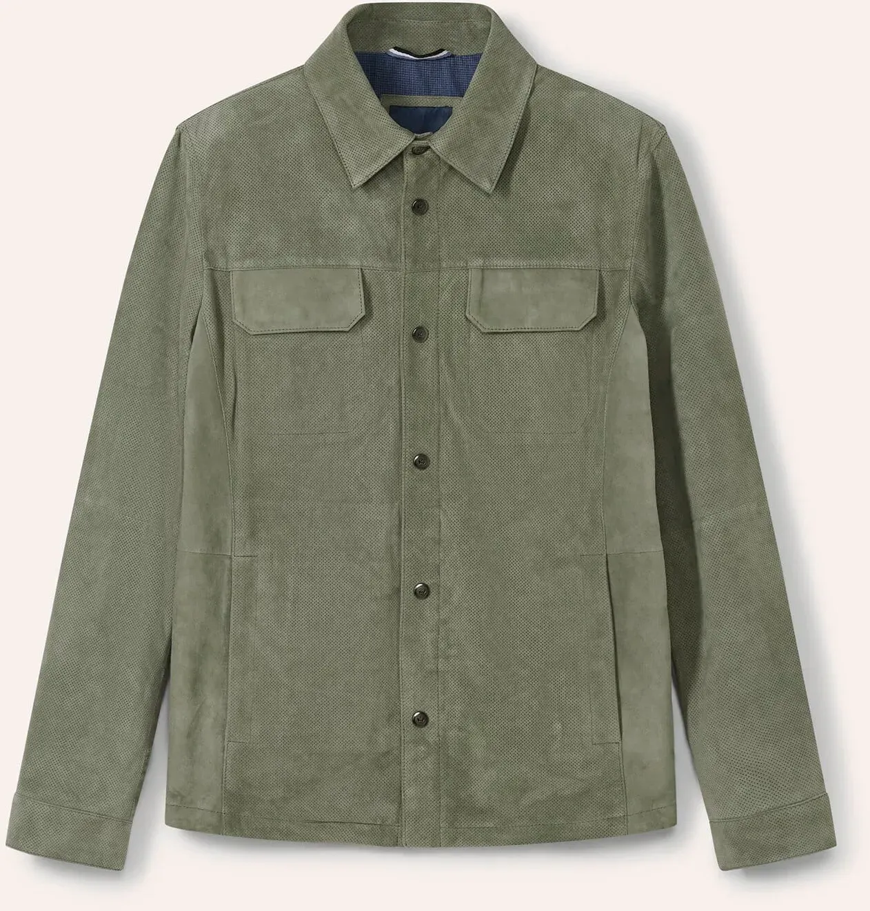 Walbusch Herren Velourslederhemdjacke Grün