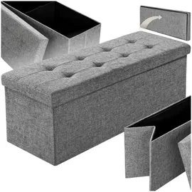 Tectake tectake® Faltbare Sitztruhe mit Stauraum 110x38x38cm Hellgrau
