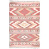 TOM TAILOR Teppich Colors I«, rechteckig, reine Wolle, robust und strapazierfähig, mit Fransen, Boho-Style, rot
