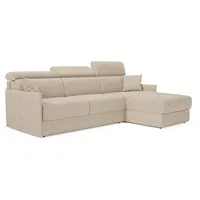 Miryam Ecksofa Mit Matratze Mit Verstellbaren Kopfstützen Aus Weichem, Fleckenabweisendem Stoff T31 272 Cm Rechts Beige