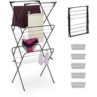 Relaxdays Wäscheständer klappbar, schräge Ebenen, HBT: 138x63x49, Turmwäscheständer, Metall