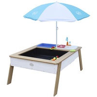 AXI Sand & Wassertisch mit Spielküchenspüle Braun/weiß - Sonnenschirm Blau/weiß
