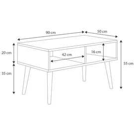 raumhirsch furniture Couchtisch Sandi Weiß Eiche 90 x 55 x 55 cm