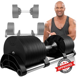 Miweba Sports verstellbare Kurzhantel VH200, Stahl, 2-28 kg, Hantelstange mit Profil, Halte-Gestell (28 kg)