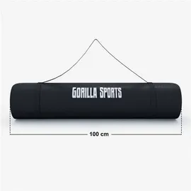 Gorilla Sports GORILLA SPORTS® Yogamatte - 190x100x1,5 cm, mit Tragegurt, - Rutschfest, Schwarz - Gymnastikmatte, Fitnessmatte, Sportmatte, Trainingsmatte, Übun... - Schwarz