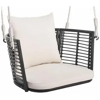 COSTWAY Hängesessel, ohne Gestell, mit Kissen, Rattan 180kg höhenverstellbar weiß 77 cm x 38 cm x 62 cm