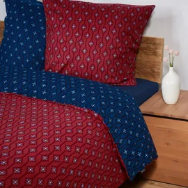 SCHIESSER Bettwäsche-Set Nahla 135 x200 dunkelblau/rot