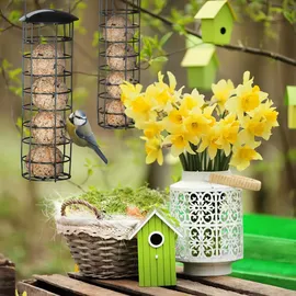 Relaxdays Meisenknödelhalter, zum Aufhängen, mit Dach, HxD 31x8,5 cm, Vogelfutterspender für Wildvögel, Metall, schwarz
