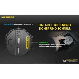 Nitecore V2 Kfz-Schnellladegerät 12V für 1 oder 2 Akkus, Ladestrom max. 3A