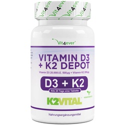 Vitamin D3 20.000 I.E. + Vitamin K2 200 mcg – 100 Tabletten
