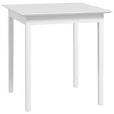 OKWISH Esstisch quadratisch 75x75x76 cm Weiß für 2 Personen, Massivholz Kiefer lackiert, Landhausstil, rutschfeste Bodenschoner