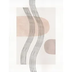Bild KOMAR "Line Art Waves", braun (farbe bild(er): pastell), B:30cm H:40cm, Papier, Holz, Bilder, Wandbild zur Dekoration - ohne Rahmen