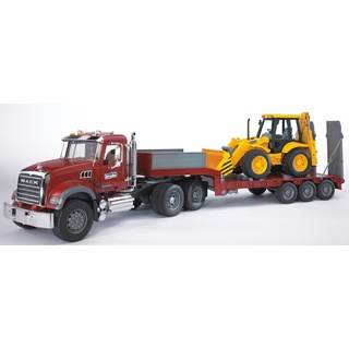 Bruder 02813 - MACK Granite LKW inkl. Tieflader und JCB Baggerlager 1:16