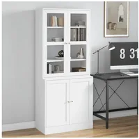 Homcom Bücherschrank 178,5 cm mit Glastür 6 Fächern Weiß