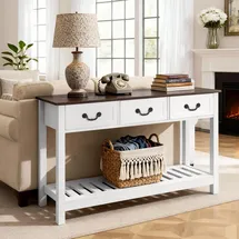 Vevor Konsolentisch 120 x 30 x 80 cm Braun/Weiß