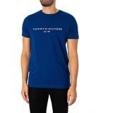 Tommy Hilfiger Herren T-Shirt Kurzarm Tommy Logo Rundhalsausschnitt, Blau (Anchor Blue), XXL
