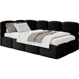 Selsey Cloudy – Einzelbett 120x200, Kopfteil links, Matratze & Bettkasten, Samt Schwarz