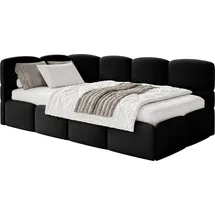 Selsey Cloudy – Einzelbett 120x200, Kopfteil links, Matratze & Bettkasten, Samt Schwarz