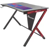 X Rocker Ocelot Carbon Gaming Tisch mit Mousepad & Blau, Rot, Schwarz