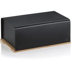 KELA Brotkasten Brottopf KIRIL Metall schwarz beschichtet / Bambus 38 x 23 cm