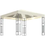 vidaXL Pavillon mit LED-Lichterkette 3x3 m Creme Stoff