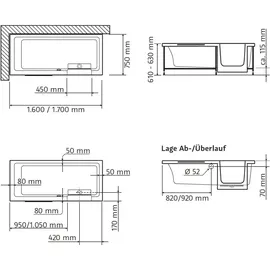 HSK Dobla Duschbadewanne 75 x 170 cm (540171)