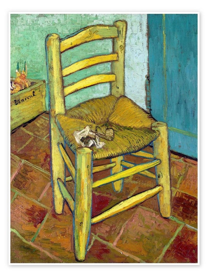 Posterlounge Poster Vincent van Gogh, Van Goghs Stuhl, Wohnzimmer Malerei 70 cm x 90 cm