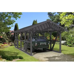 Skan Holz Schwarzwald Satteldach Einzelcarport 424 cm Holzcarport
