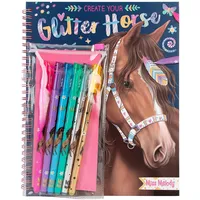 DEPESCHE Miss Melody Create your Glitter Horses - Malbuch mit 30 Seiten zum Gestalten von Pferde-Motiven, inkl. 6 glitzernden Gelstiften