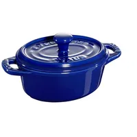 Staub Keramik 6er Set Mini Cocotte oval dunkelblau 11cm Auflaufform Souflee-Form