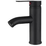 Matt-schwarze Kupfer-waschtischarmatur, Warm- Und Kaltwasser-mischbatterie, Matte Oberfläche, Elegantes Retro-design, Einhebelmischer, Langlebige Waschtischarmatur (1 Stück)
