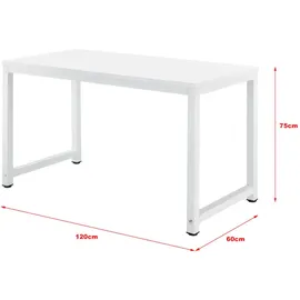 [en.casa] Schreibtisch Herning 75x120x60 cm Höhenverstellbar Weiß