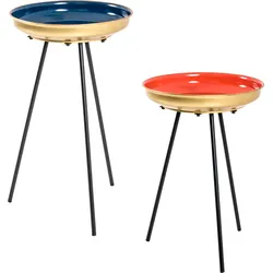 Satztisch HAKU, bunt (schwarz, blau, koralle, gold, schwarz, blau, koralle, gold), Tische