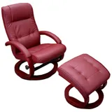 Mendler Fernsehsessel Relaxsessel Sessel Pescatori, Kunstleder, mit Hocker ~ bordeaux
