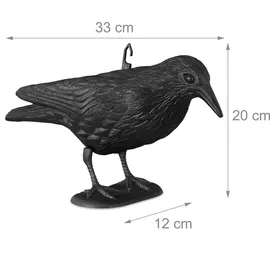 Relaxdays 3x Taubenschreck Krähe, Dekofigur als Vogelscheuche, stehende Figur für Taubenabwehr, Gartenfigur, schwarz