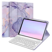 Fintie Tastatur Hülle für iPad Air 11 Zoll M3/M2 (2025/2024), iPad Air 5/4 Generation 10,9" (2022/2020) Lila Marmor