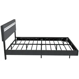 Juskys Schwebebett Lissabon - Schwebendes Design, Integrierte LED-Beleuchtung - dunkelgrau