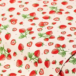 Baumwollstoff Erdbeeren "Mona", natur-color