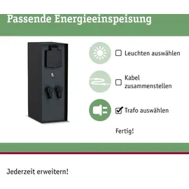 Paulmann Steckdosensäule Rio Dämmerungssensor IP44 Anthrazit