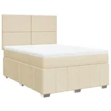 vidaXL Boxspringbett mit Matratze Creme 160x200 cm Stoff