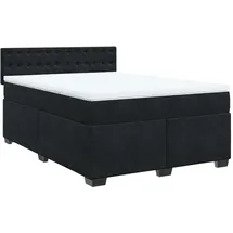 vidaXL Boxspringbett mit Matratze Schwarz 160x200 cm Samt