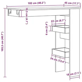 vidaXL Wand-Bartisch 102 x 45 x 103,5 cm Braun