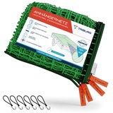 TRIBURG Anhängernetz 1,5x2,7 inkl. 6X Expander Haken - Anhänger Netz mit Eckmarkierungen und Randverstärkung inkl. 6X Gummispanner mit Haken [Spanngummi mit Haken]