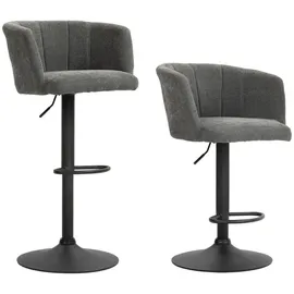 Homcom 2er-Set Barhocker, Bistrohocker mit Fußstütze, Drehbar Barstuhl, Höhenverstellbar Küchenhocker mit Leinenbezug, für Wohnzimmer, Esszimmer, Dunkelgrau Kunststoff, 59x110x53 cm, Barmöbel,