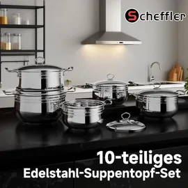 Homelux Edelstahl Topf-Set 10-tlg. 22 cm + 24 cm + 26 cm + 28 cm + 30 cm